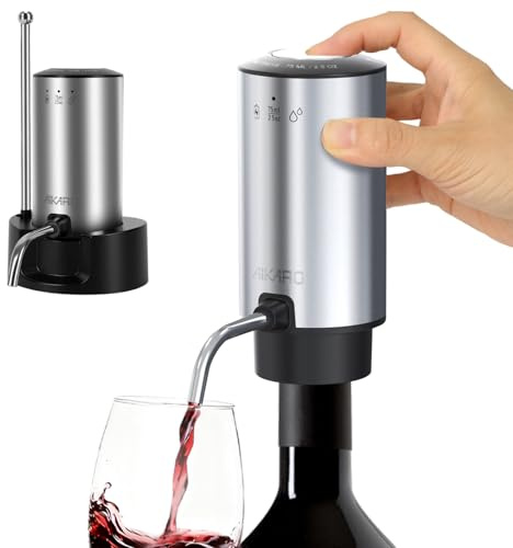 AIKARO - Electric Wine Aerator Pourer Rechargeable Automatic Electronic Decanter with Base, Auto-Stop