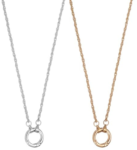 QUARKZMAN Porta Occhiali A Collana Con Anello In Lega Bianco Oro 2Pz | Fascia Antiscippo Per Occhiali Da Sole, Collana Porta, Morbida Fascia Porta Portatile