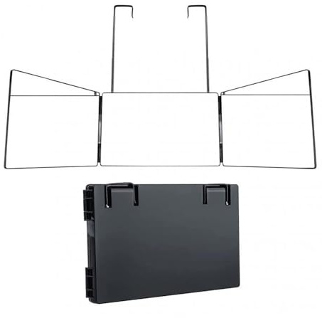 LUSKSk Klappspiegel, 30,5 x 2,8 x 19,5 cm, 360° Rundumblick,Schwarz | Faltbarer wandmontierter Kosmetikspiegel,Friseurspiegel, für Frisur,Rasur und Make-up,Badezimmerspiegel