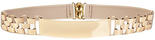 AiSi Damen spiegelter Fashion Metall Gürtel Kettengürtel Taillengürtel Hüftgurt,Ideal für Kleid, Beige