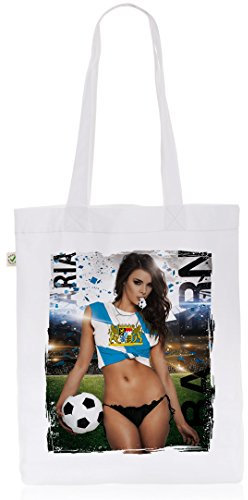 style3 Bayern Soccer Girl Fussball München Oktoberfest Biobaumwolle Beutel Jutebeutel Tasche Tote Bag, Farbe:Weiß