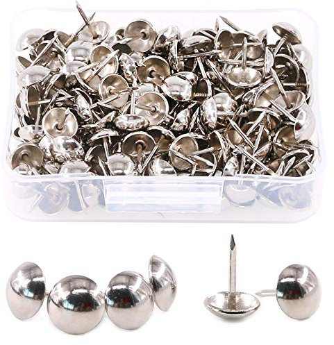 Hilitchi 200-Pieces 7/16''(11mm) Silver Antique Tacks Nail Pins Upholstery Nail Tacks Furniture Thumb Tack Pins Assortment Kit (Silver)