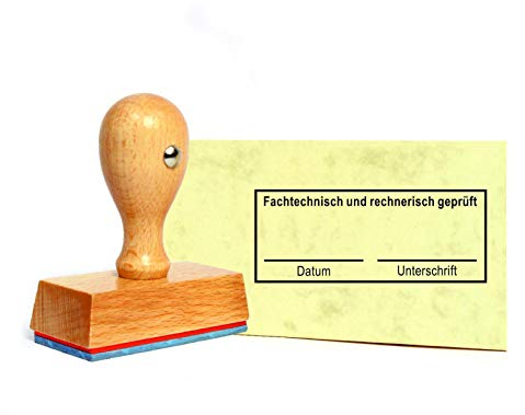 Stempel Bürostempel Fachtechnisch und rechnerisch geprüft - Datum Unterschrift - ca. 60 x 25 mm - Buchungsstempel Kontierungsstempel
