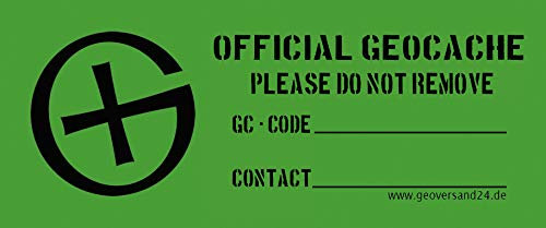 GEO-Versand Unisex – Erwachsene 20 Aufkleber für Geocaches Filmdosen Englisch Multi Language Stashnote Finderhinweis Groundspeak, grün, 7 cm