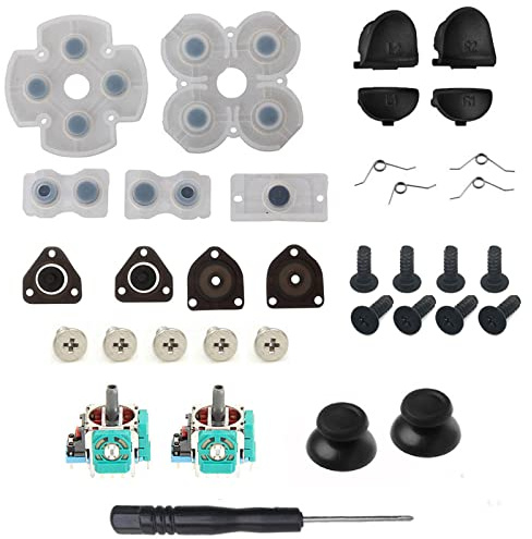 Onyehn L1 R1 L2 R2 Ressorts de déclenchement Pièces de rechange Boutons de Joysticks 3D analogiques Manette de pouce Capuchon conducteur en caoutchouc Kit de tournevis pour manette Playstation 4 PS4