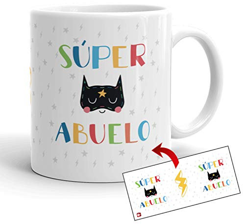 Kembilove Tazas de Cafe Originales – Taza Personalizada Súper Abuelo – Tazas cumpleaños – Regalos Originales para cuñados – Tazas de Navidad Familia