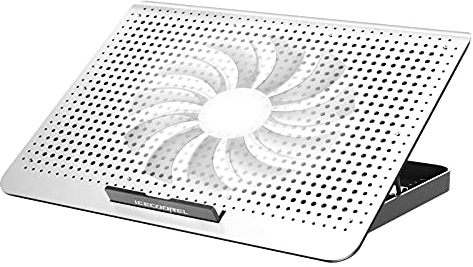 ICE COOREL Aluminum Laptop Cooling Pad 2023 Upgrade, Laptop Cooler Stand with 7 Height Adjustable, Laptop Fan Cooling Pad for Laptop 12-15.6 Inch, Notebook Cooler Pad with Two USB Port (Silver)