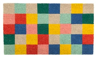 Fisura - Fußmatte außen Tabellen Fußmatte aus Kokosnuss mit Rutschfester PVC-Rückseite. Fußabtreter für den Eingang. Handbemalt. Abmessungen:70 x 40. Quadrate