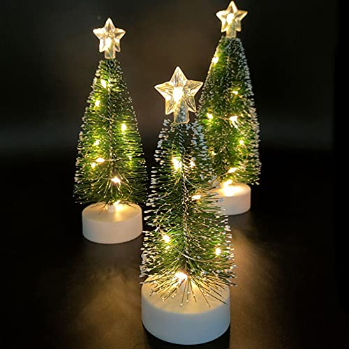 3 Pezzi Mini Alberi di Natale da Tavolo con Luci Mini Albero di Natale Artificiale Decorazione per Feste di Natale Ornamenti da Tavola in Miniatura Home Office Decorazione da Tavolo