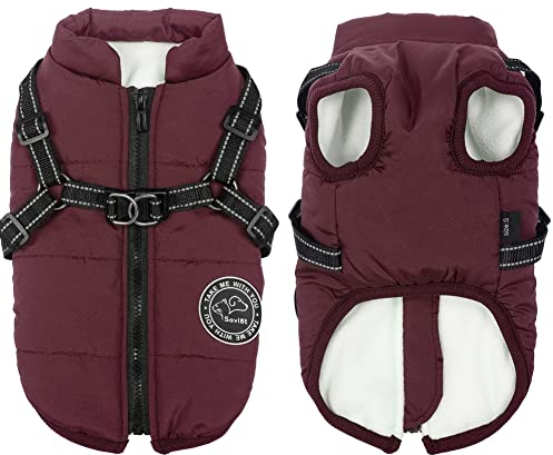 Savlot Hundejacke Winterweste Jacken Hundemantel Hundepullover Haustier Skifahren Kostüm Ärmellose Baumwolle Gepolsterte Weste Mit Brustgurt Gurt - Lila, XS
