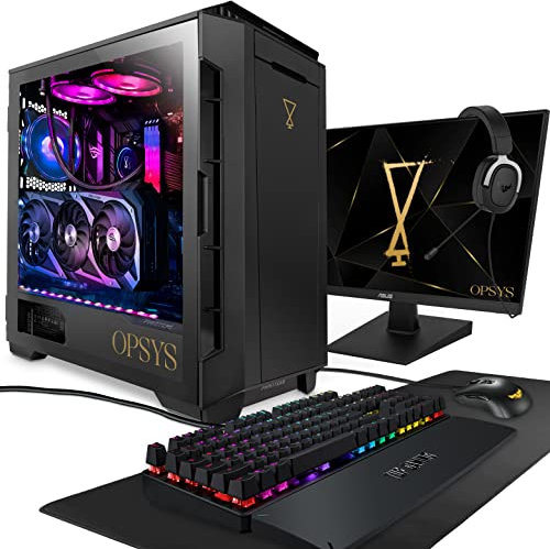 OPSYS Magna Lite-X5 RGB PC Gamer Tour Ordinateur de Bureau avec Écran et Clavier/Souris (AMD Ryzen 5 5600X, Geforce RTX 3080 Ti, 2 to NVMe SSD, 2 to HDD, 16 Go RAM, Bluetooth, sans OS)