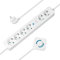 LogiLink LPS271 Bloc multiprise 6 Prises, Dont 4 avec Interrupteur à Pied, 6 Prises CEE 7/3, 1,5 m, Blanc
