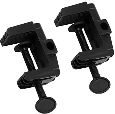 2 Pcs Desk Clamp Work Light Mounting Bracket Heavy-Duty Plastic Table Mounting Clamp for Desk Lamp, Magnify Lamp, Tablet Holder, Etc, Black (65)