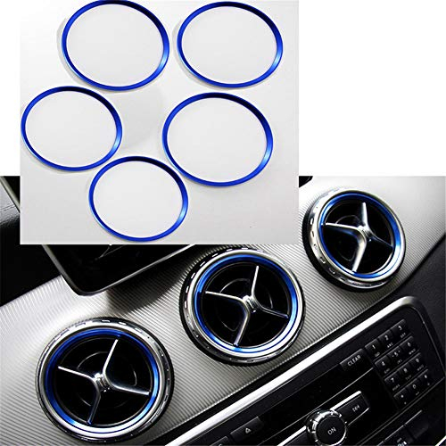 Auto Klimaanlage Ring Dekoration, 5 Stück Aluminiumlegierung Klimaanlage Luftaustritt Dekoration Air AC Vent Outlet Ring Zierring für A180 A200 A220 A250 A260 W176 Auslass Ring Trimm Abdeckung