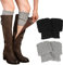 PHOGARY 2 Paare Stulpen Damen Winter Beinwärmer, Stricken Häkelarbeit Kurze Knopf Leg Warmers Mädchen Stiefel Boot Abdeckung für Winterwärmer (Schwarz + Grau)