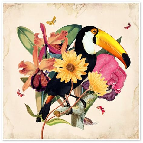 Oh My Parrot XII Poster von Mandy Reinmuth 30 x 30 cm Bunt Floral Wanddeko