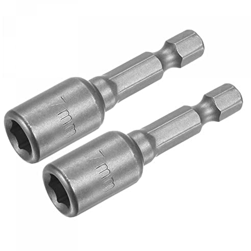 sourcing map 2 Stück Schnellwechsel Steckschlüssel Bit 1/4 Zoll Sechskantschaft 7mm Magnetische Steckschlüssel Bohrer 1.89 Zoll Länge