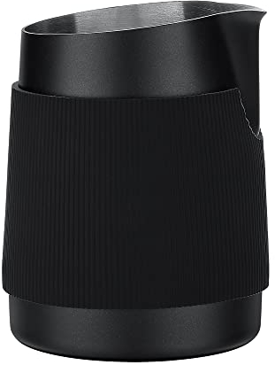 Normcore Handleless Milk Frothing Jug, Milk Pitcher 15.2 oz, Milk Frother Steamer Cup Stainless Steel Espresso Cup, Sharp Spout, Black, 450 ml