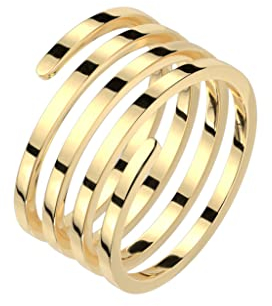 Paula & Fritz® Ring Damen Motivring Spirale Gold 316L Chirurgenstahl Größe 54 (17,2) 11,1-mm breit Damen-Ring Herren-Ring Partner-Ring Ehe-Ring