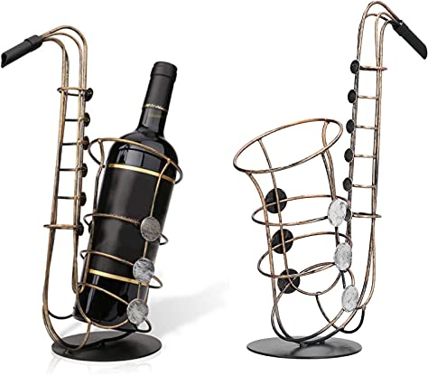 lyrlody Porte-Bouteilles de Table, Porte-Bouteilles Décoratif en Forme de Saxophone, Porte-Bouteilles de Vin en Fer forgé pour Cuisine, Salle à Manger et Bar