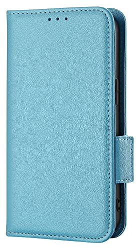 Google Pixel 7A 5G Hülle, Litchi Muster Weiches Leder Wallet Case TPU Bumper Notebook Flip Stoßfest Schutzhülle Handyhülle für Google Pixel 7A 5G mit Kartenfächern Magnetständer, Hellblau