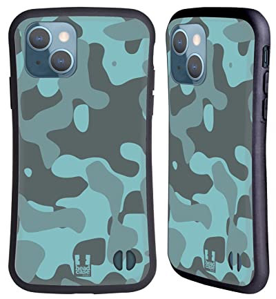 Head Case Designs Blu Mimetico Morbido Cover Ibrida Compatibile con Apple iPhone 13