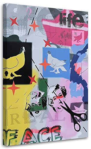 Feeby Bild Auf Leinwand 40x60 cm Marilyn Monroe Collage 1 tlg Schlafzimmer Büro Modern Bilder Wandbilder Leinwandbild Kunstdruck Wanddeko Wand Bild Design Wohnzimmer abstrakt Schriftzug bunt