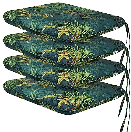 PillowPrim Kissen für Stuhl - Sitzkissen - Für Gartenliebhaber & Balkonbesitzer - Hoher Sitzkomfort für Stühle & Bänke - Set mit 4 Kissen, Grünes Gras, 50x43x6 cm