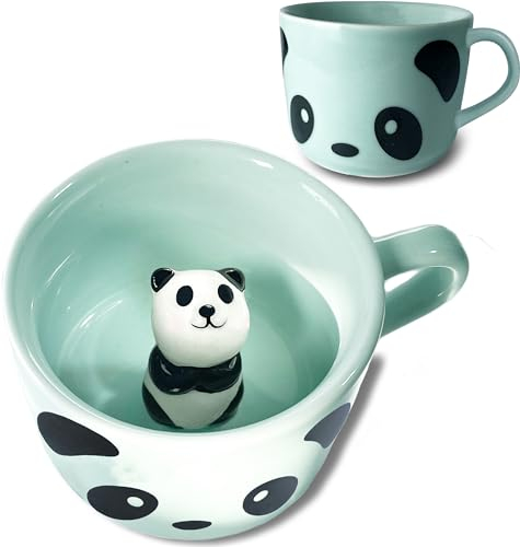 Süße Panda 3d Tasse Tier Figur- Mug niedlicher Pandabär Bär Japanische Deko - lustige Panda-Geschenk tasse Cute Süße coole Geschenke für Frauen Tante Freund als Kaffeetasse Tasse Kinder Tee - 230ml