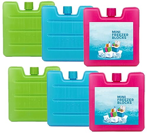 ACCURATE 6 Pack Multicolour Freezer Blocks for Cooler Bags | Long Lasting Reusable Ice Packs for Lunch Boxes, Beach, Camping, Fishing and Outdoor Activities (6)