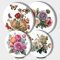 Flower Round Metal Hob Covers Set of 4 Stove Cooker Hob Covers for Cookers Gas Stove Protector Cookware Accessories Modern Cooktop Decor