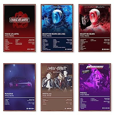 GNbow Poster Chase Atlantic Rockband, Musikalbum, Cover, Poster für Zimmer, ästhetischer Druck, 6 Stück, Wandkunst für Mädchen und Jungen, Teenager, Wohnheim-Dekoration, 20,3 x 30,5 cm, ungerahmt