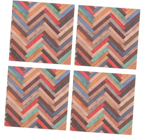 TOYANDONA 4pcs Miniature Dollhouse Wallpaper and Flooring PVC Dollhouse Stickers Doll House Flooring Self-Adhesive Mini DIY Floorboards Dollhouse Accessories
