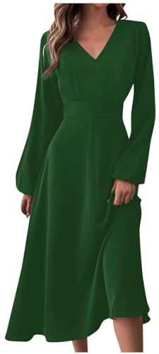 SCBFDI Weisses Kleid Damen Rosa Langarm Teenager Schlauchkleid Knielang Langes Weiß Abiballkleid Lange Abendkleider Sportlich