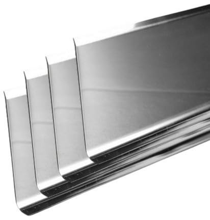 Plinthe acier inoxydable poli en finition brillante, plinthe inox, Dimensions et hauteur au choix, Longueur d’une plinthe 2 m, MadeInNature (1, 6 ML, Hauteur 8 cm)