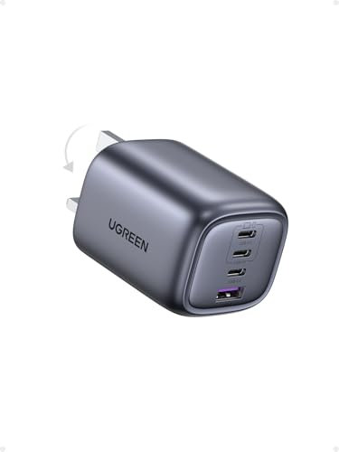 UGREEN USB C Charger 65W Fast Charging Plug Nexode 4 Ports Foldable GaN Travel Charger Laptop Charger Compatible with iPhone 16/15, iPad, Macbook Pro/Air, Galaxy S24/S23, Pixel 9/8, etc