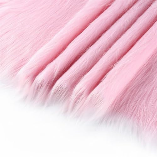 Maikeduo Kunstfell Zum Basteln, 50 X 180 cm, Quadratischer Aufnäher für Zwergenkostüm, Bodendekoration Matte, Kunstleder Fell Stoff (Hell-Pink)
