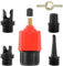 SUP Pumpenadapter, SUP Adapter für Kompressor, Stand Up Paddle Board Luftpumpe Adapter, mit 4 Gasdüse Sup Ventil Adapter, für Alle Arten Schlauchboot Kajaks Paddle Board Ventiladapter (Rot)