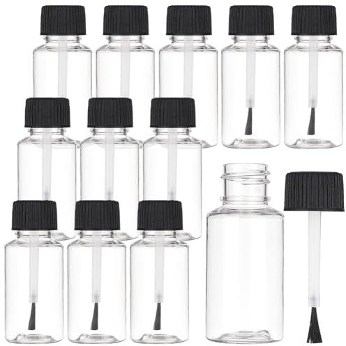 BENECREAT 20 Packungen 20ml Plastikpinsel-Applikatorflaschen Mit Schwarzem Deckel, Leerer Nachfüllbarer Nagellack Touch-Up-Flasche Mit Pinseldeckel Für Kleber, Farbe, Nail-Art