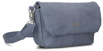 Zwei Damen Handtasche Mademoiselle.M M40 kleine Umhängetasche 1 Liter breite Crossbody-Bag mit Magnetklappe & Reißverschluss klassisch-elegant (nubuk-sky)