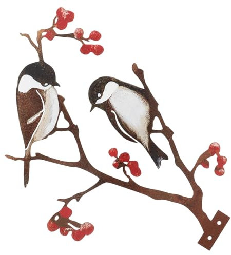 Supvox Metall Vogel Zweig Wandkunst Garten Dekor Eisen Baumornament Terrasse Verschönerung Outdoor Wanddekoration Vogelstatue