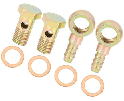 Motoforti 2 Sets 14mm Diameter Banjo Hose Barb Bolt Fittings Metal for Car Long-lasting