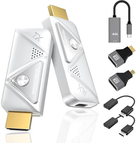 Mini HDMI inalámbrico, transmisor y Receptor Full HD 1080p para transmisión de Audio y vídeo para Ordenador portátil, Móvil, PC a HDTV, proyector, Extensor HDMI inalámbrico