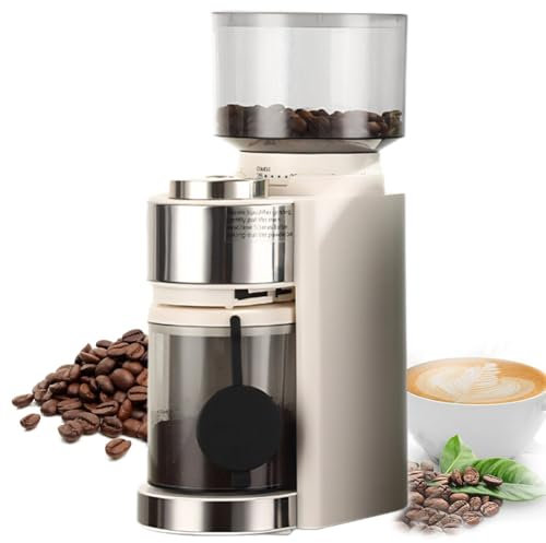 Electric Coffee Grinder, Coffee Bean Grinders with 25 Precise Grind Setting, 250 g Bean Hopper, Brush, 80W Anti-static Conical Burr Coffee Mill for Drip, Pour Over, Espresso white