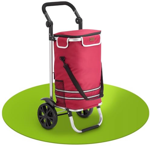 Juskys Einkaufstrolley 3in1 mit 2 Rollen für Shopping - 56 L Tasche abnehmbar - Trolley klappbar & modern - Sackkarre Einkaufsroller Rot