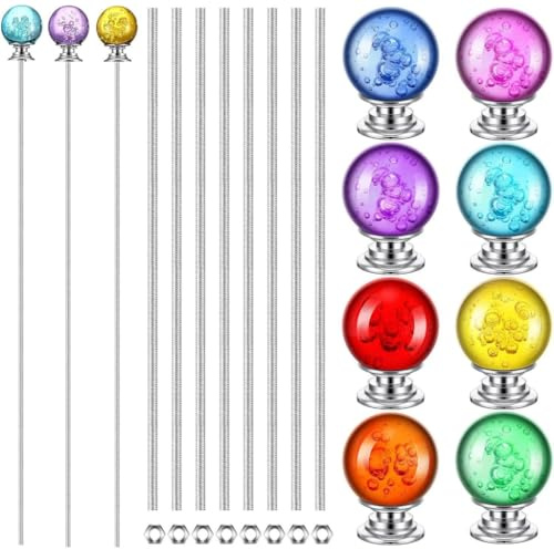 Dekoratives Gartenpfähle, Perlen-Set, skurrile Gartendekorationspfähle, Metallstütze mit Glasperlen und Kristallen