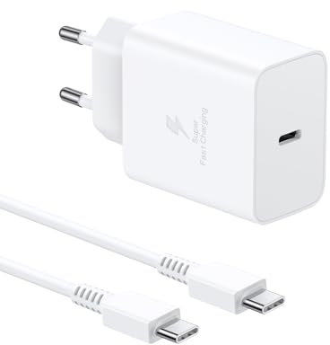 45W Chargeur Samsung Charge avec 2M Câble, Chargeur Rapide pour Samsung Galaxy S24 Ultra/S23 Ultra/S22/S21/S20/S9/Note 20/10/9/8/A73/A53/A52/A54/A34, KRSEUB Adaptateur USB C Mural Alimentation Prise