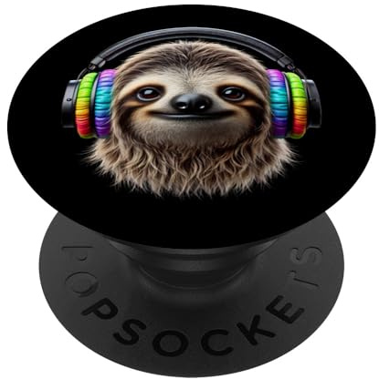 DJ Faultier Disko Rave Club Party Feiern Faultier Kopfhörer PopSockets Klebender PopGrip