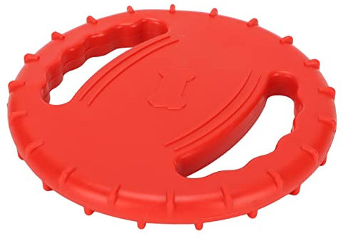 Tomvorks Hunde-Flugscheibe, Spielzeug, Flexibel, TPR, Quietschend, Stressabbau, Haustiertraining, Flugscheibe für Große Hunde, Strand, See (Rot)