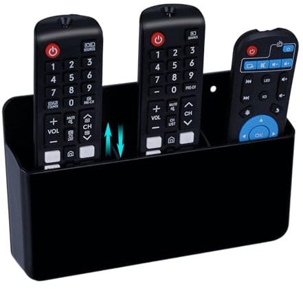 Shpucise 3 Slot Remote Control Holder Adjustable, Wall TV Remote Storage, Self Adhesive Marker Holder, Wall Pen Holder Organizer for Home Office School (Black)